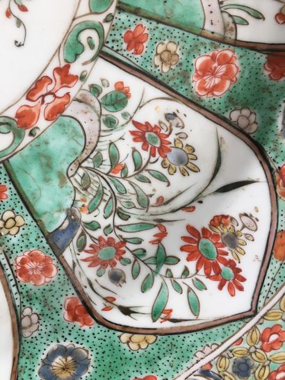 null CHINA Round porcelain dish with contoured border decorated in enamels of the...