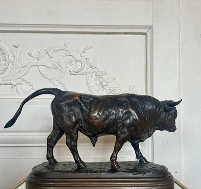 null Rosa BONHEUR (1822-1899) The walking bull Bronze with brown patina signed on...