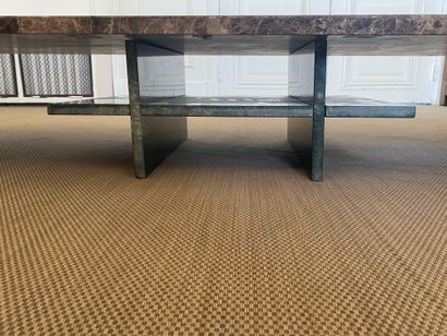 null TRAVAIL MODERNE Large table basse en marbre travertin rectangulaire à décor...