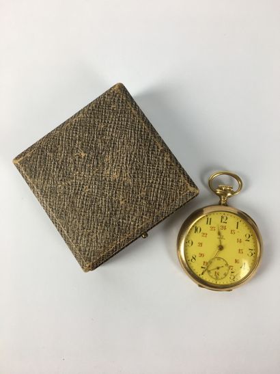 OMEGA Gold pocket watch, enamel dial with...