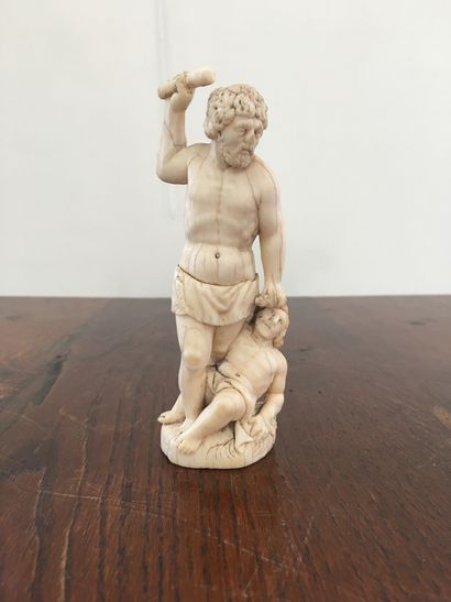  GROUPE en ivoire sculpté en ronde-bosse : Hercule et Cacus Allemagne, atelier de...