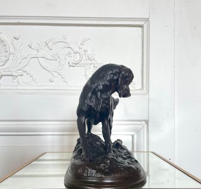 null Jules MOIGNIEZ (1835-1894) Spaniel and hare Bronze with brown patina signed...