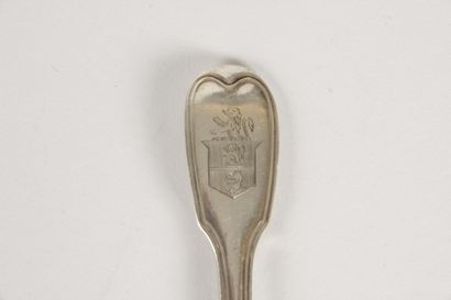 null TEN SMALL SPoons, in silver with 950 thousandth, model nets and spatula armoriée....
