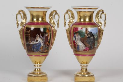 PORCELAIN OF PARIS, Pair of vases on pedestals...