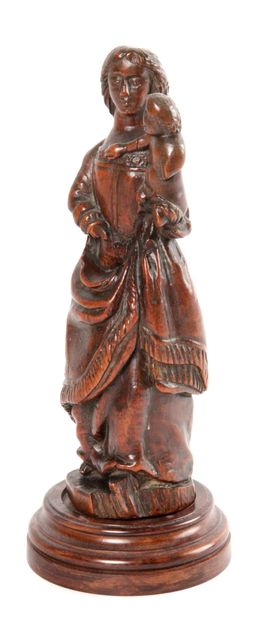 VIRGIN WITH CHILD in carved wood European...