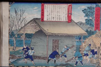  JAPON, XIXE SIÈCLE HIROSHIGE III (1842-1894), Suite de quatre estampes chuban yoko-e...