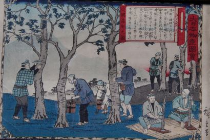  JAPON, XIXE SIÈCLE HIROSHIGE III (1842-1894), Suite de quatre estampes chuban yoko-e...