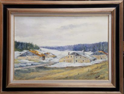 null Raymond AUBRY (Né en 1933) « Village du Juras sous la neige » et « Juras Chalet...