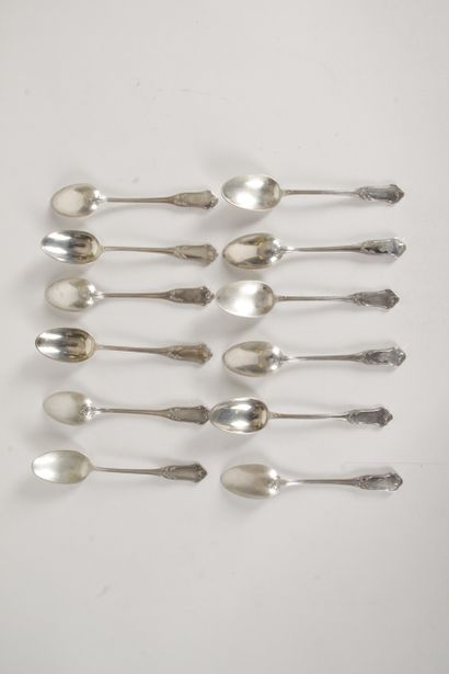 null TWELVE SMALL SPoons, out of silver with 950 thousandth, model with decoration...