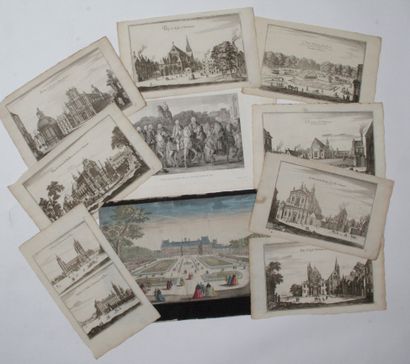 LOT OF ENGRAVINGS AND OPTICS depicting monuments...