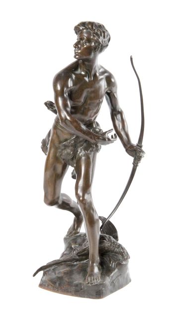 null Henri Désiré GAUQUIÉ (1858-1927) : "The hunter with a bow", bronze print with...