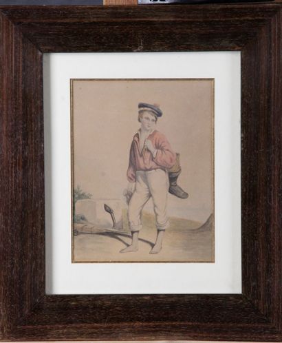 null FRENCH ECOLE FROM THE XIXth CENTURY "The young moss" Watercolor 198.5 x 15 ...