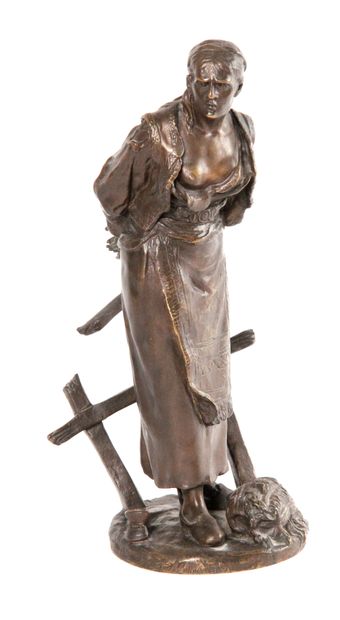 null Édouard LETOURNEAU (1851-1907), La prisonnière. Epreuve en bronze à patine brun...