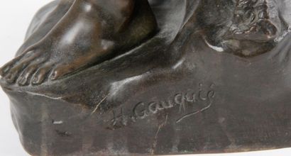 null Henri Désiré GAUQUIÉ (1858-1927) : "The hunter with a bow", bronze print with...