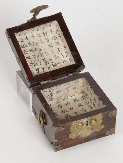 null Korea, early-mid 20th century Small square wooden box with a pyramidal lid,...