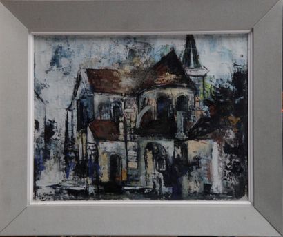 null Amaury DU MESNIL (1924) - "The church", gouache signed and dated 1965, lower...