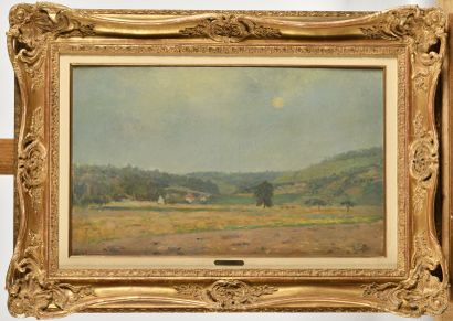 null ALBERT LEBOURG (1849-1928) Paysage à Hondouville Huile sur toile Signé et situé...