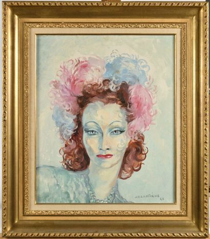 null JACQUES-HENRI LARTIGUE (1894-1986) Portrait de femme, 1943 Huile sur toile Signé...
