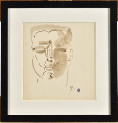 null LEOPOLD SURVAGE (1879-1968) Portrait, 1951 Sépia monogrammé et daté en bas à...