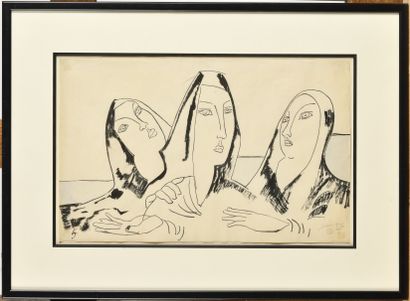 null LEOPOLD SURVAGE (1879-1968) Les trois femmes, 1930 Plume et encre Signé, monogrammé...