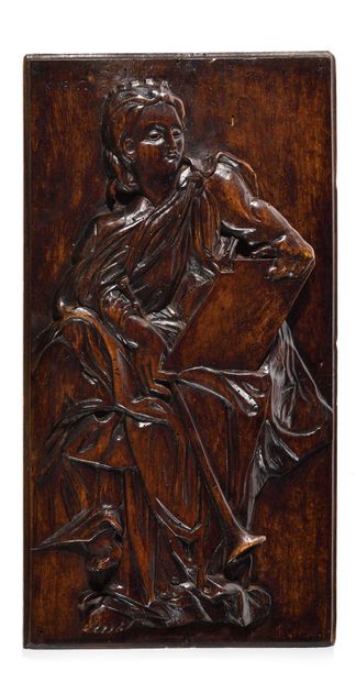 null SET OF EIGHT PANELS in wood carved in high relief representing the muses with...