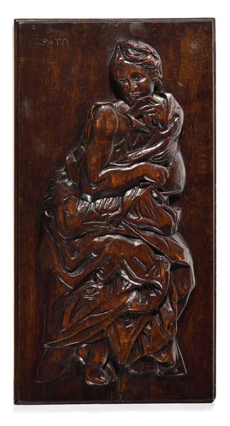null SET OF EIGHT PANELS in wood carved in high relief representing the muses with...