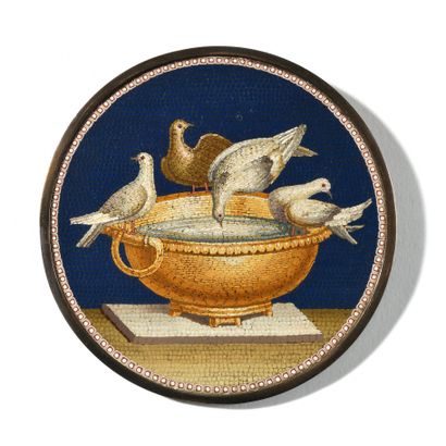 null MICRO MOSAIC MEDAL representing the Capitoline Doves after the mosaic discovered...