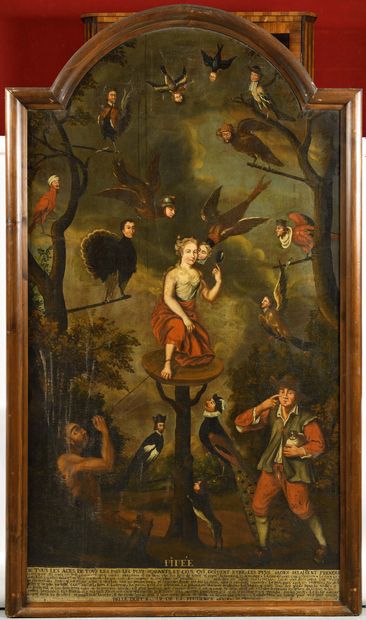 null FRENCH SCHOOL OF THE XVIIth Century La pipée aux oiseaux ou Chasse à la chouette...