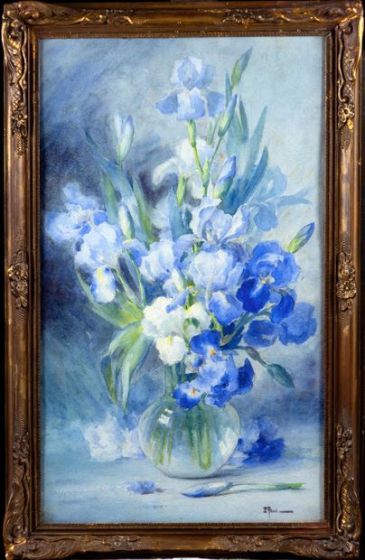 null Ernest FILLIARD (1868-1933) Le bouquet de fleurs Aquarelle Signé en bas à droite...