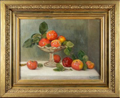 null TONY-PICHON (1891-c.1962) Composition aux pommes Huile sur toile Signé en bas...