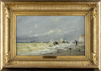 null Armand SIMON (XIX-XX) Mer agitée Huile sur toile Signé en bas à droite 24 x...