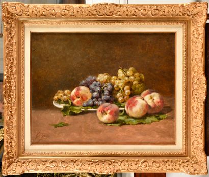 null Édouard Étienne JOUAS (XIX-XX) L'assiette de fruit Huile toile Signé en bas...