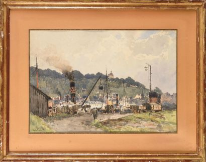 Paul LECOMTE (1842-1920) Le port de Honfleur...