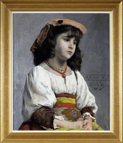null Richard HALL (1857-1942) Portrait of a young girl Oil on canvas Signed, dated...
