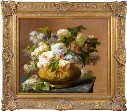 null Eugène PETIT (1839-1886) Bouquet de fleurs dans un vase Huile sur toile Signé...