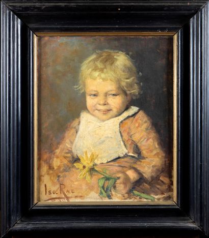 null ISO RAE (1860 - 1940) Portrait de bambin souriant Huile sur toile Signé en bas...