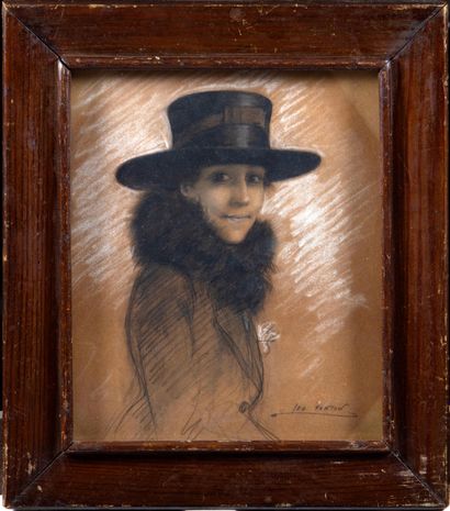 Léo FONTAN (1884-1965) Jeune femme au chapeau...
