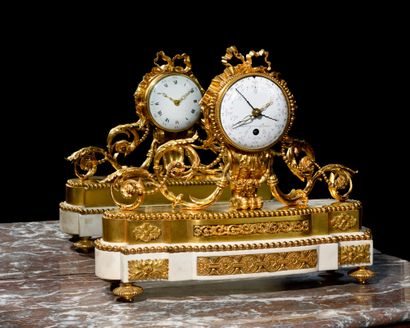 null RARE COMPLICATION CLOCK, signed Breguet Paris on the front dial, circa 1785....