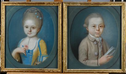 null FRENCH SCHOOL OF THE LATE 18th CENTURY Portraits of children Pair of pastels...