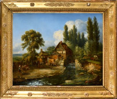 null SUIVEUR DE JEAN-LOUIS DEMARNE (1752/54-1829) Paysage au moulin Huile sur toile...