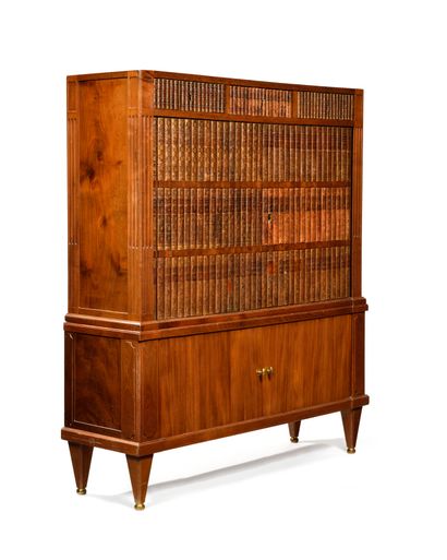 null CARTONNIER in mahogany opening with three drawers and four curtains, the front...