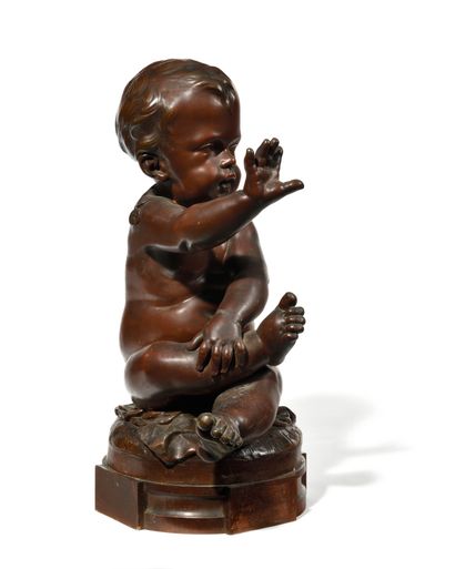 null ADOLPHE ITASSE (1830-1893) Enfant à la médaille Sculpture en bronze signé sur...