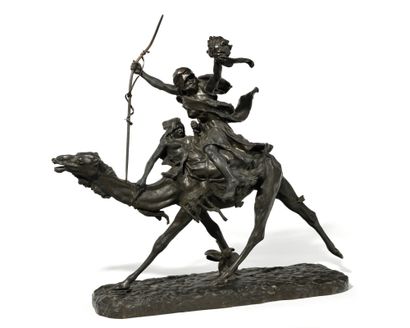 null JEAN-BAPTISTE BELLOC (1863-1919) Le méhariste triomphant Sculpture en bronze...