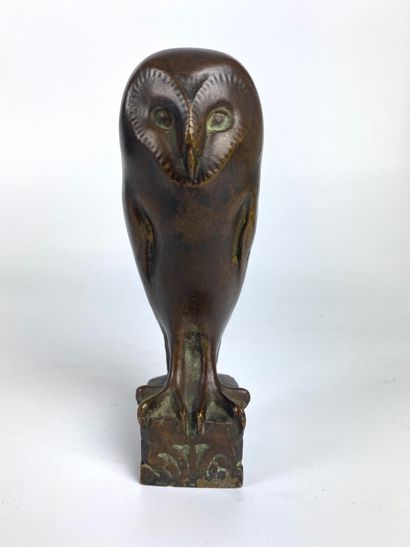 Henri VALLETTE (1877-1962) Owl Bronze with...