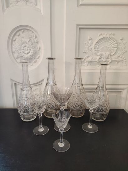 BACCARAT Service of cut crystal glasses including:...