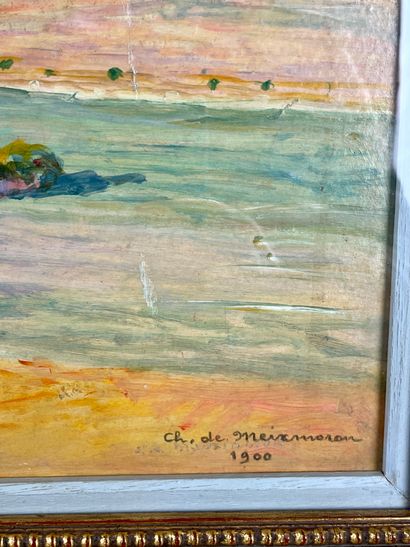 null Charles DE MEIXMORON DE DOMBASLE (1839-1912) Lorraine countryside Oil on panel...