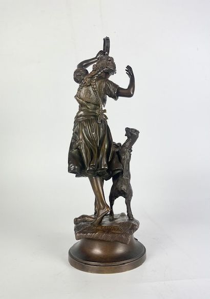 null Adrien Etienne GAUDEZ (1845-1902). "Esmeralda". Bronze with brown patina, signed:...