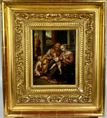 null Francesco CAVAZZONI (1559 - 1612) Attribué à La Sainte famille et sainte Anne...