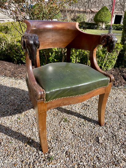 Desk chair in mahogany with a gondola back...