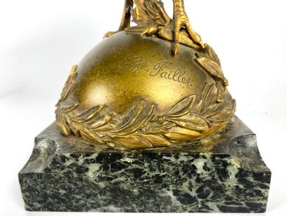 null Charles PAILLET (1871-1937) Rooster crowing Gilded bronze Fondeur F. BARBEDIENNE...